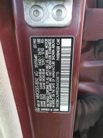 WDBCA39E0MA558715 - 1991 MERCEDES-BENZ 560 SEL BURGUNDY photo 12