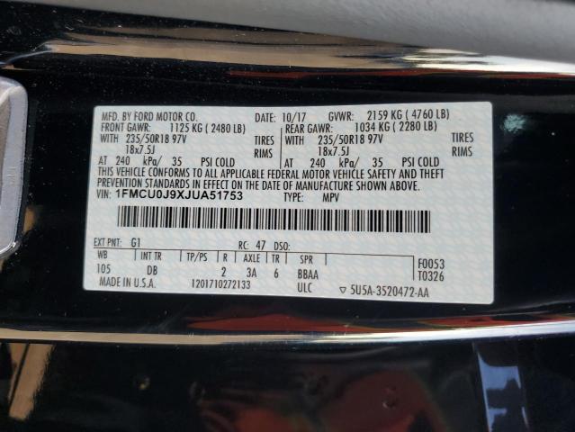 1FMCU0J9XJUA51753 - 2018 FORD ESCAPE TITANIUM 黑色 照片 13