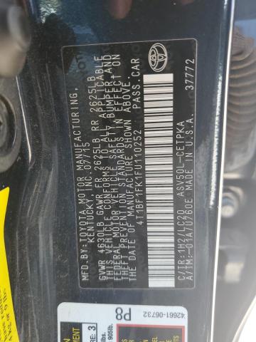 4T1BF1FK1FU110252 - 2015 TOYOTA CAMRY LE BLACK photo 12