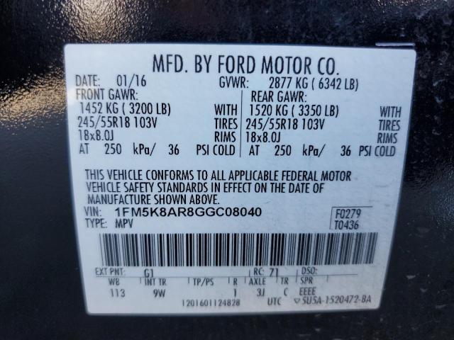 1FM5K8AR8GGC08040 - 2016 FORD EXPLORER POLICE INTERCEPTOR 黑色 照片 14