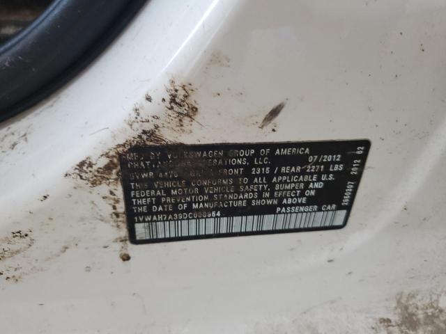 1VWAH7A39DC008954 - 2013 VOLKSWAGEN PASSAT S 白色 照片 12