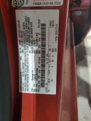 3FADP4EJXJM134850 - 2018 FORD FIESTA SE RED photo 12