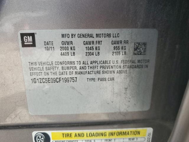 1G1ZC5E09CF199757 - 2012 CHEVROLET MALIBU 1LT Сірий фото 12