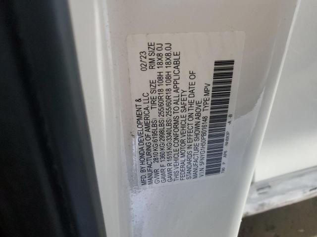 5FNYG1H50PB016148 - 2023 HONDA PILOT EXL WHITE photo 13