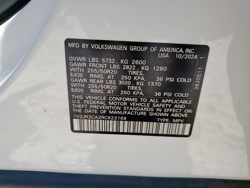 1V2JR2CA2RC623169 - 2024 VOLKSWAGEN ATLAS SE أبيض صورة 14