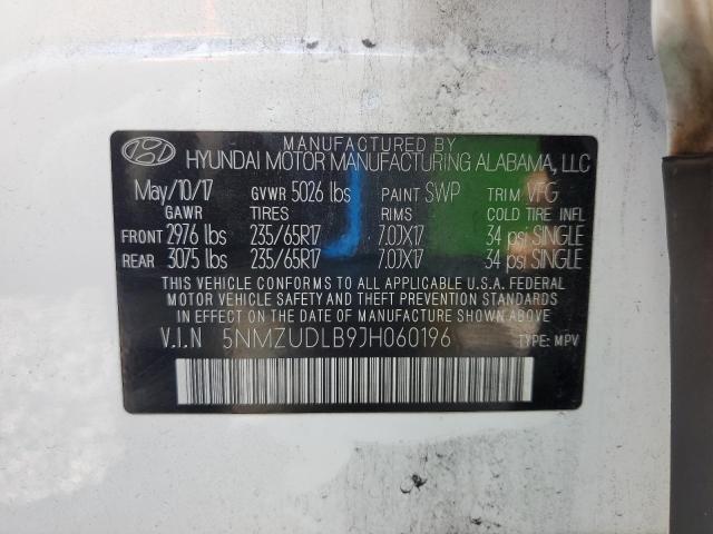 5NMZUDLB9JH060196 - 2018 HYUNDAI SANTA FE S WHITE photo 13