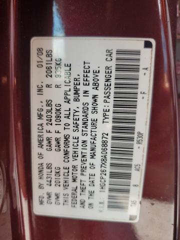 1HGCP267X8A068872 - 2008 HONDA ACCORD EX 栗色 照片 12