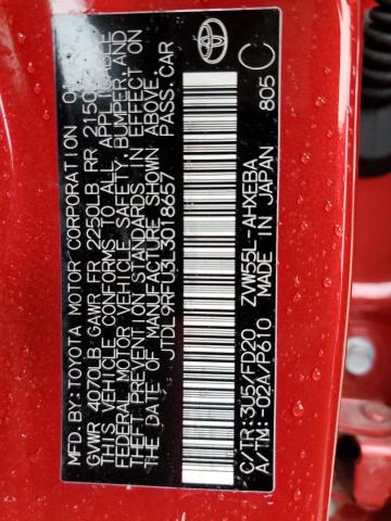 JTDL9RFU3L3018657 - 2020 TOYOTA PRIUS LE RED photo 13