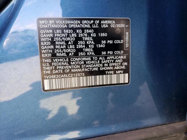 1V26E2CA5LC212373 - 2020 VOLKSWAGEN ATLAS CROS SE BLUE photo 13