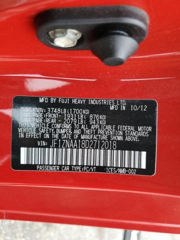 JF1ZNAA18D2712018 - 2013 TOYOTA SCION FR-S 红色 照片 12