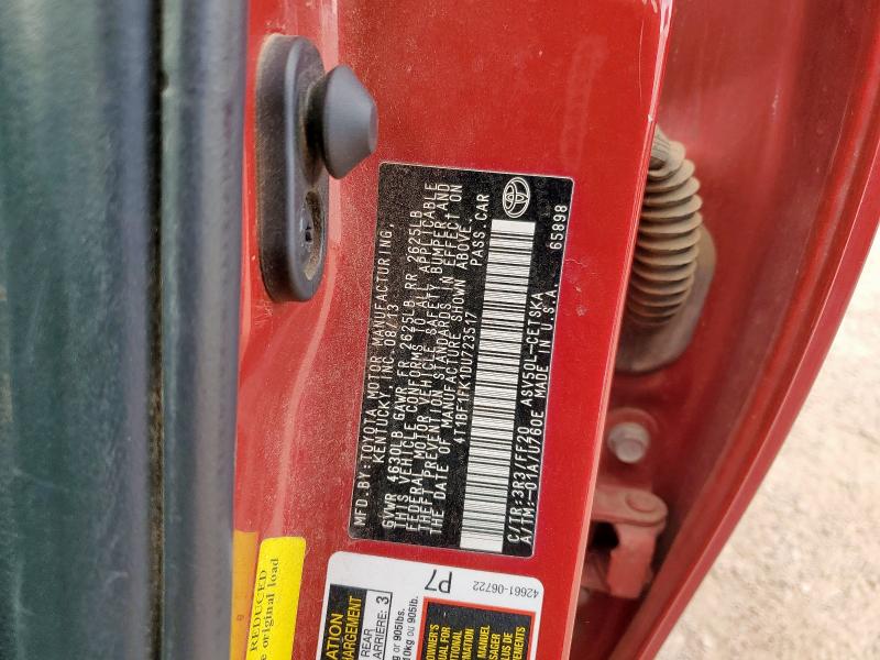 4T1BF1FK1DU723517 - 2013 TOYOTA CAMRY L RED photo 12