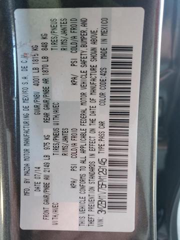 3MZBM1V76FM129145 - 2015 MAZDA 3 TOURING GRAY photo 12