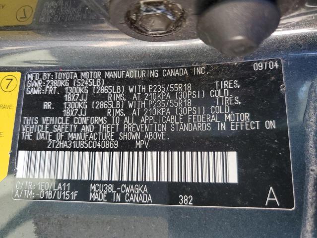 2T2HA31U85C040869 - 2005 LEXUS RX 330 BLACK photo 13