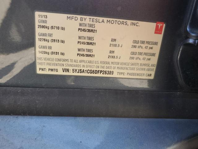 5YJSA1CG6DFP26389 - 2013 TESLA MODEL S Գրաֆիտ լուսանկար 12