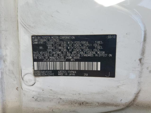 JTLZE4FE0DJ034463 - 2013 TOYOTA SCION XB 白色 照片 12