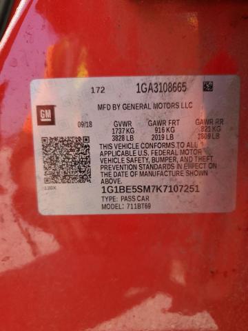 1G1BE5SM7K7107251 - 2019 CHEVROLET CRUZE LT Czerwony zdjęcie 13