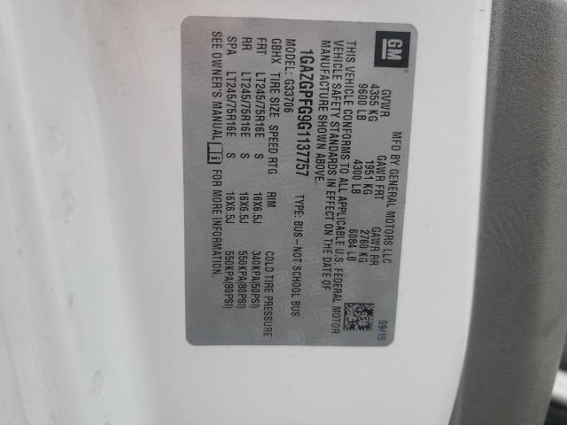 1GAZGPFG9G1137757 - 2016 CHEVROLET EXPRESS G3 LT თეთრი ფოტო 13