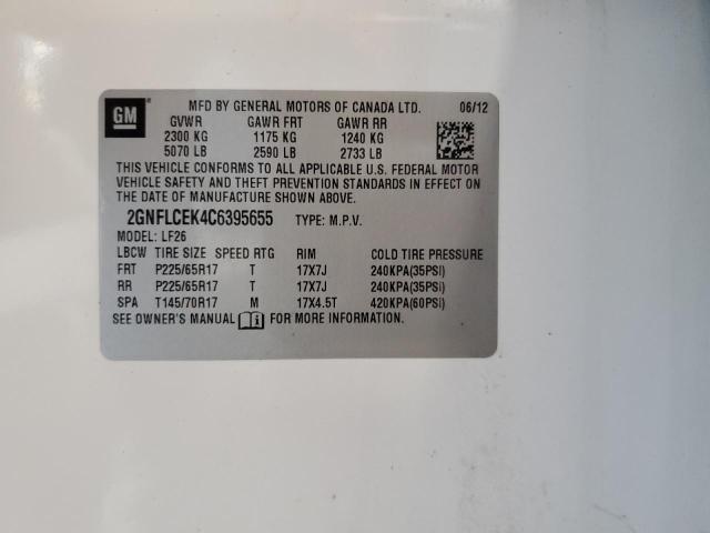 2GNFLCEK4C6395655 - 2012 CHEVROLET EQUINOX LS WHITE photo 13