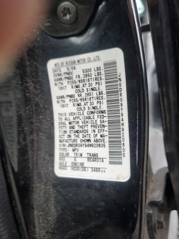 JN8DR09Y94W920605 - 2004 NISSAN PATHFINDER LE BLACK photo 13