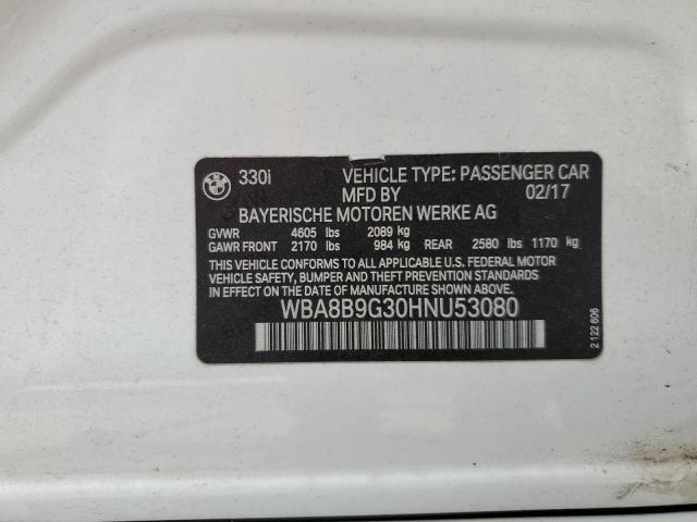 WBA8B9G30HNU53080 - 2017 BMW 330 I WHITE photo 12