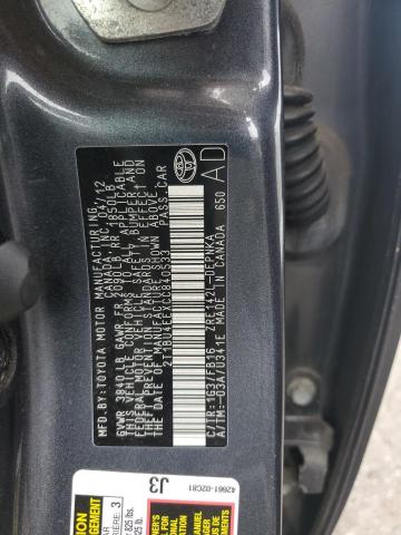 2T1BU4EEXCC840533 - 2012 TOYOTA COROLLA BASE ნაცრისფერი ფოტო 12