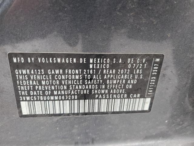 3VWC57BU0MM067298 - 2021 VOLKSWAGEN JETTA S GRAY photo 12