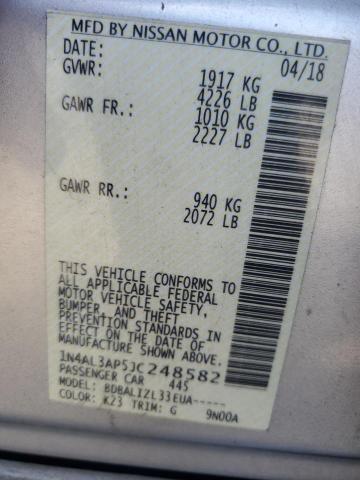 1N4AL3AP5JC248582 - 2018 NISSAN ALTIMA 2.5 Gümüş fotoğraf 12