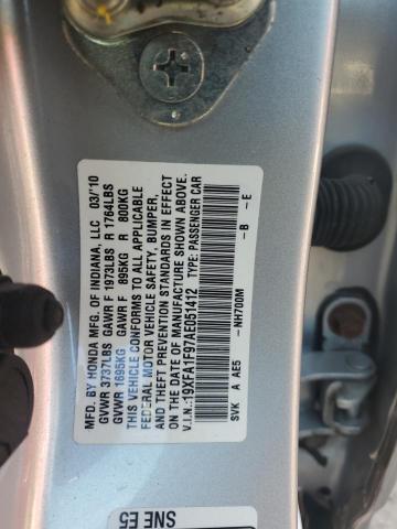19XFA1F97AE051412 - 2010 HONDA CIVIC EXL 银色 照片 12