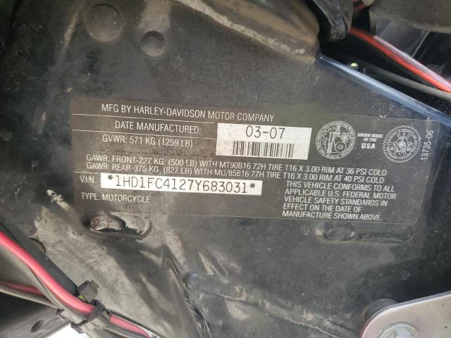 1HD1FC4127Y683031 - 2007 HARLEY-DAVIDSON FLHTCUI 栗色 照片 9