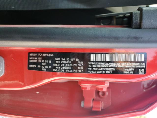 ZACCJAAT9FPB42570 - 2015 JEEP RENEGADE SPORT RED photo 12