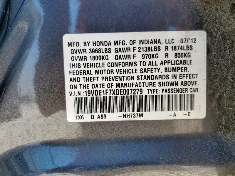 19VDE1F7XDE007279 - 2013 ACURA ILX 20 TECH GRAY photo 13