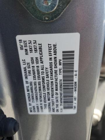 7FARW2H87JE056374 - 2018 HONDA CR-V EXL ვერცხლისფერი ფოტო 13