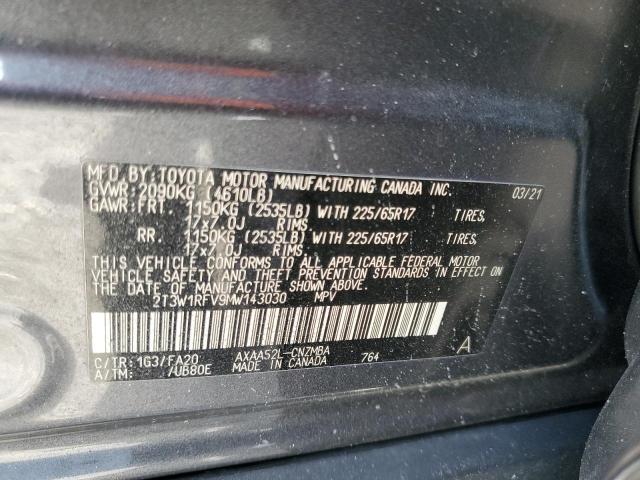 2T3W1RFV9MW143030 - 2021 TOYOTA RAV4 XLE CHARCOAL photo 13