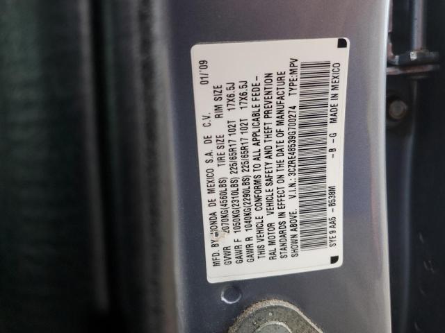 3CZRE48539G700274 - 2009 HONDA CR-V EX BLUE photo 12