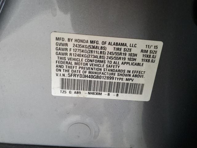 5FRYD3H40GB012899 - 2016 ACURA MDX TECHNOLOGY SILVER photo 14