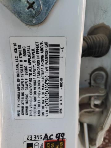 19XFA1F8XAE047510 - 2010 HONDA CIVIC EX 白色 照片 12