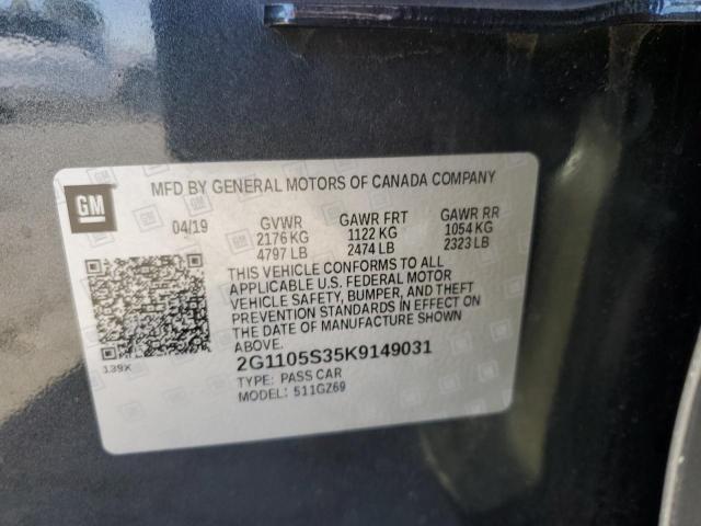2G1105S35K9149031 - 2019 CHEVROLET IMPALA PREMIER GRAY photo 13