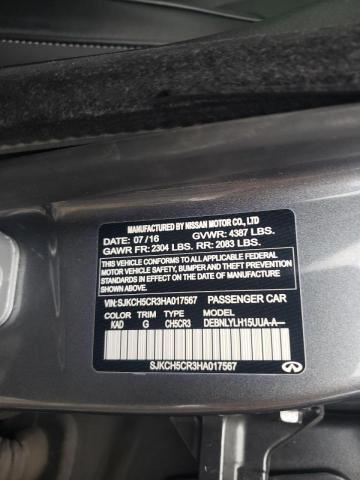 SJKCH5CR3HA017567 - 2017 INFINITI QX30 BASE GRAY photo 13