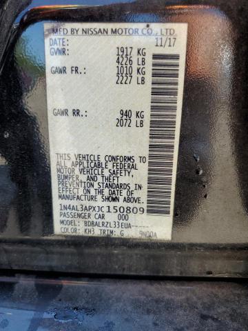 1N4AL3APXJC150809 - 2018 NISSAN ALTIMA 2.5 黑色 照片 12