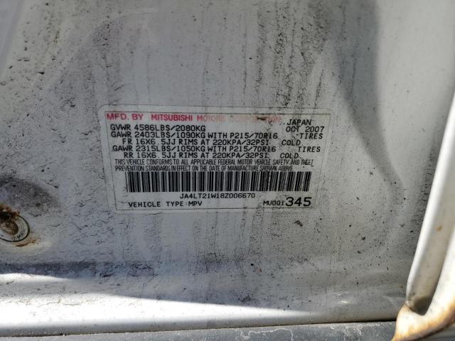 JA4LT21W18Z006670 - 2008 MITSUBISHI OUTLANDER ES WHITE photo 14