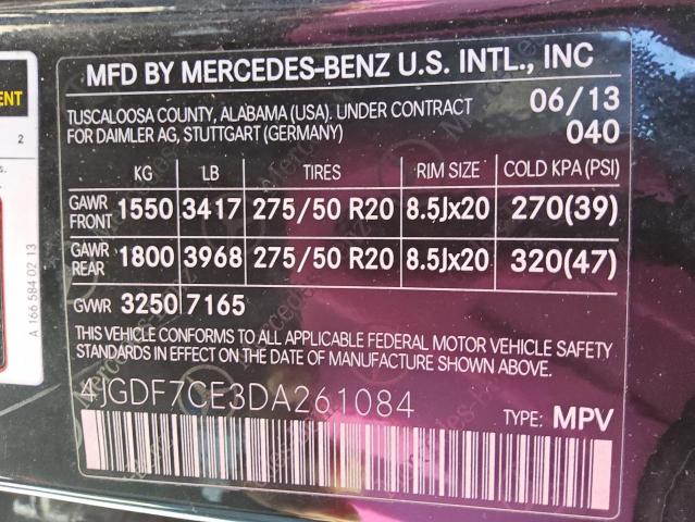 4JGDF7CE3DA261084 - 2013 MERCEDES-BENZ GL 450 4MATIC BLACK photo 13