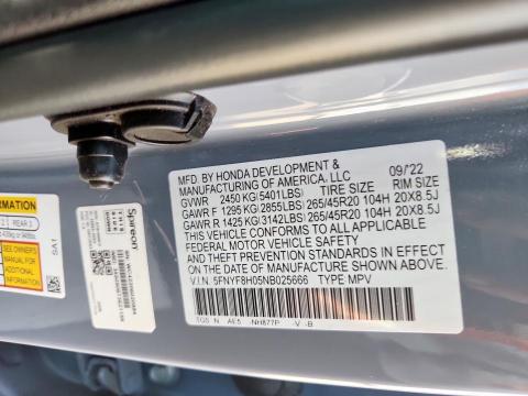 5FNYF8H05NB025666 - 2022 HONDA PASSPORT ELITE ლურჯი ფოტო 12