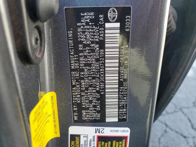 4T1BF3EKXBU752198 - 2011 TOYOTA CAMRY BASE GRAY photo 12