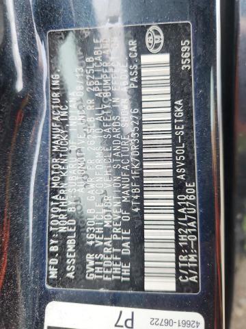 4T4BF1FK7DR335276 - 2013 TOYOTA CAMRY L BLUE photo 13