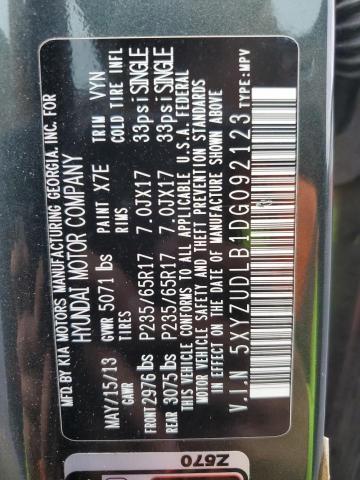 5XYZUDLB1DG092123 - 2013 HYUNDAI SANTA FE S GREEN photo 13