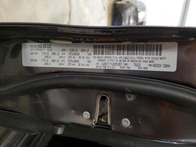 1C6RR7TT7JS351657 - 2018 RAM 1500 SLT GRAY photo 12