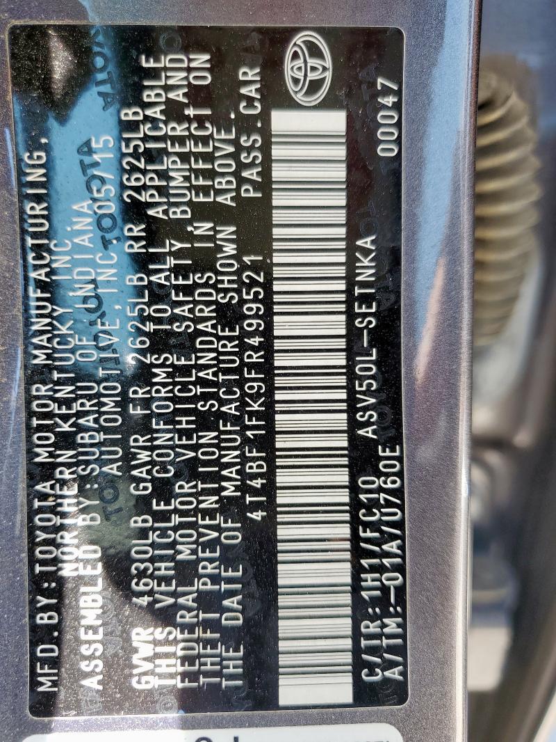 4T4BF1FK9FR499521 - 2015 TOYOTA CAMRY LE TAN photo 13