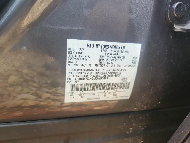 1FMSK7DH9MGA55499 - 2021 FORD EXPLORER XLT ნაცრისფერი ფოტო 14