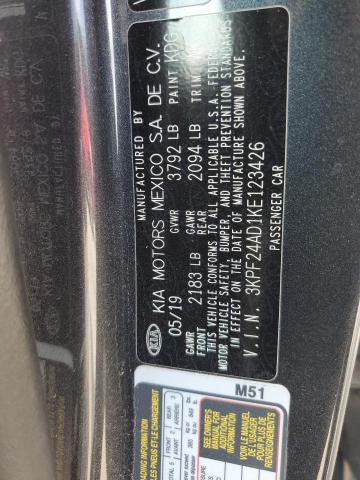 3KPF24AD1KE123426 - 2019 KIA FORTE FE Gri fotoğraf 12