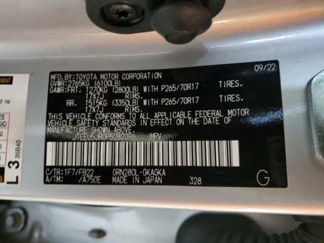 JTEEU5JR0P5282296 - 2023 TOYOTA 4RUNNER SR5 银色 照片 13